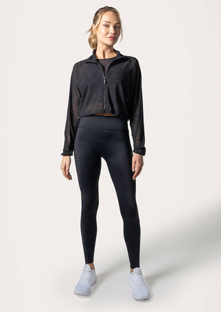 Mesh Zip Through Jacket Black