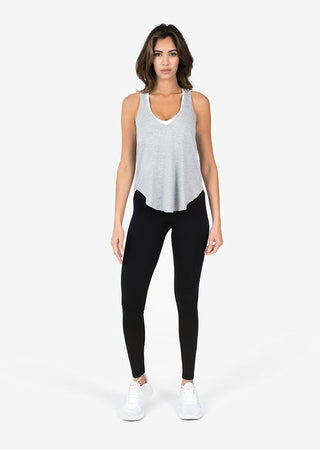 Women's Reversible Long Tank Grey Marl FINAL SALE