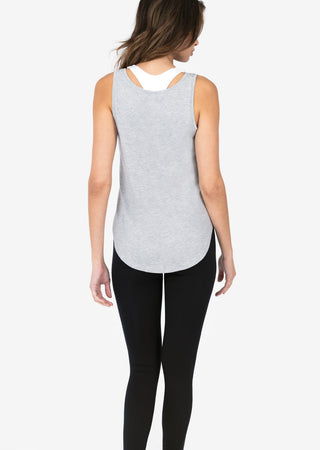 Women's Reversible Long Tank Grey Marl FINAL SALE