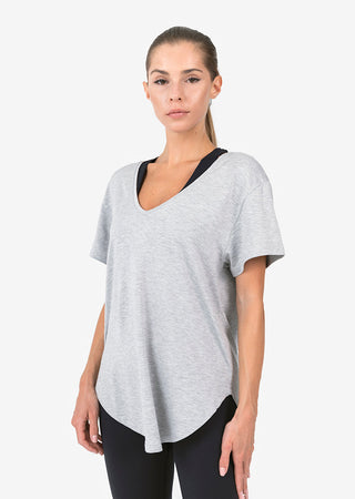 Women's Reversible Slouch Tee Grey Marl FINAL SALE