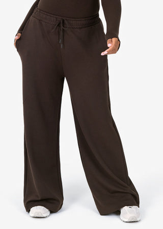 Women's Wide Leg Trouser Short Length Coffee FINAL SALE