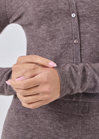 Women's Button Cardigan Taupe Marl