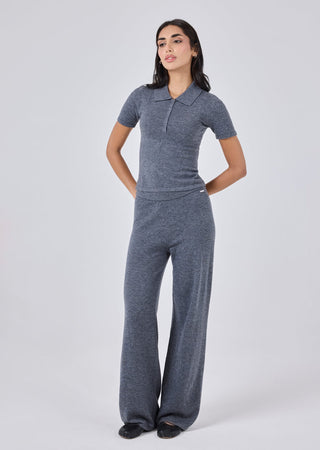 Women's Polo Top Grey Marl