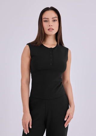 Women's Button Up Top Black