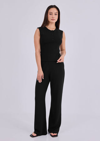 Women's Button Up Top Black