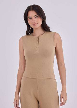 Women's Button Up Top Camel