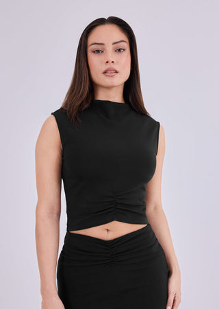 Women's Front Gather Top Black