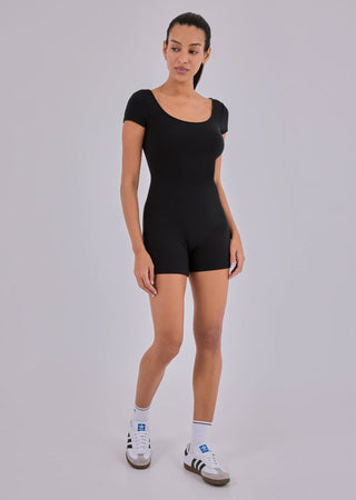 Women's Cap Sleeve Onesie  Black