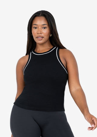 Contrast Rib Tank Black FINAL SALE