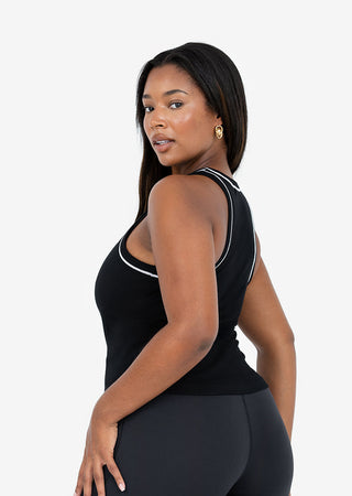 Contrast Rib Tank Black FINAL SALE