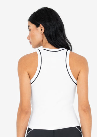 Contrast Rib Tank White FINAL SALE