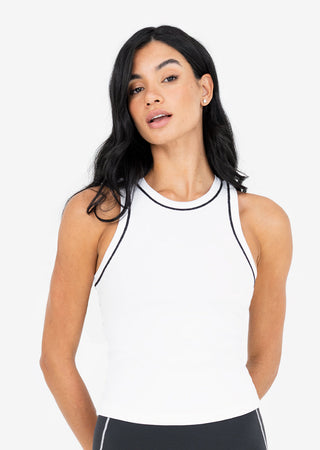 Contrast Rib Tank White FINAL SALE