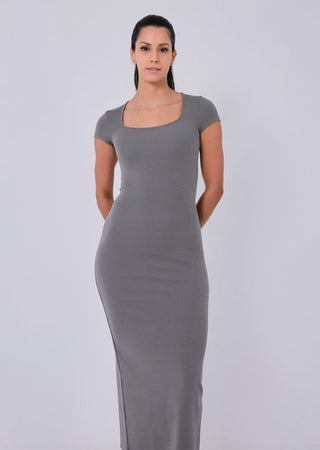 Women's Short Sleeve Dress Pebble Grey