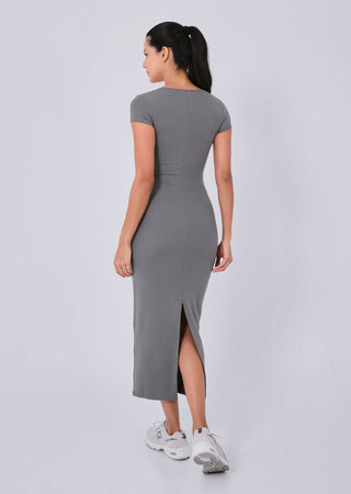 Women's Short Sleeve Dress Pebble Grey