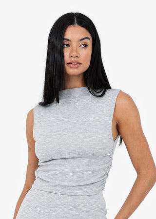 Women's Ruched Top Grey Marl FINAL SALE