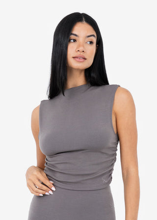 Women's Ruched Top Silver Mink FINAL SALE