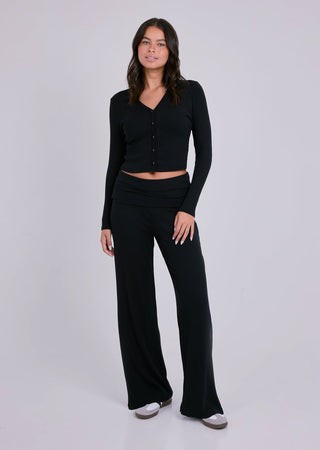 Women's Fold Waist Pants Black