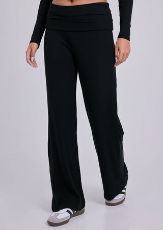Women's Fold Waist Pants Black
