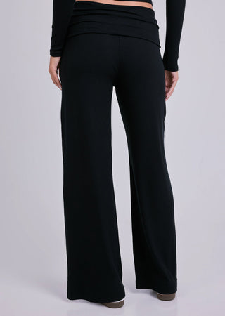 Women's Fold Waist Pants Black
