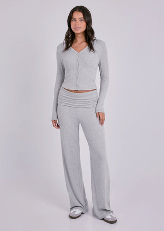 Women's Fold Waist Pants Grey Marl