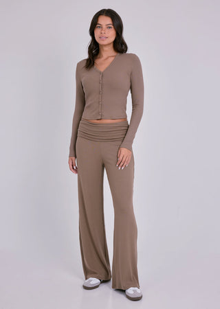 Women's Fold Waist Pants Walnut
