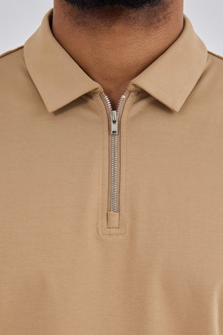 Men's Half Zip Polo Camel