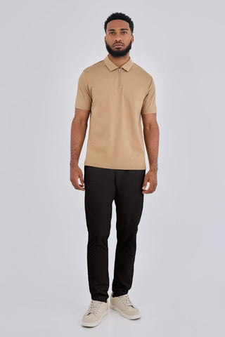 Men's Half Zip Polo Camel