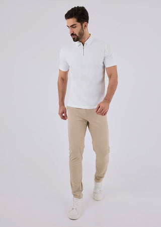 Men's Half Zip Polo Ivory