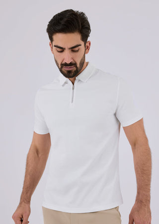 Men's Half Zip Polo Ivory