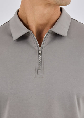 Men's Half Zip Polo Pebble Grey