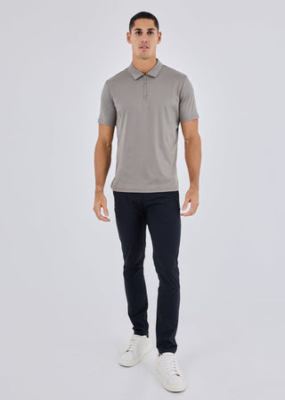 Men's Half Zip Polo Pebble Grey