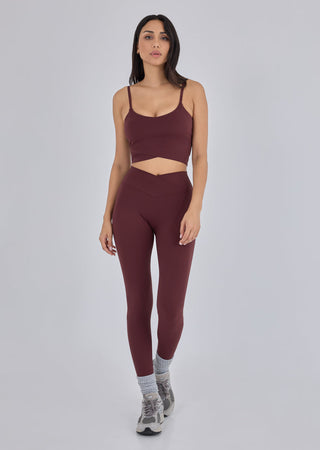 Women's Wrap Waist Legging Full Length Dark Burgundy