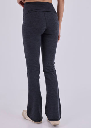 Women's Fold Waist Kick Flare Legging Dark Grey Marl (Regular)
