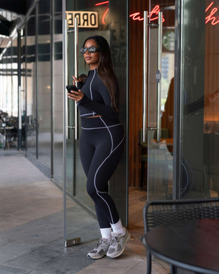 Women's Contrast Legging Regular Black FINAL SALE
