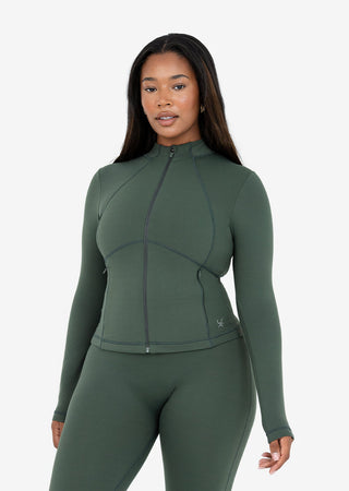 Women's Zip Up Jacket Deep Green FINAL SALE