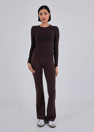 Women’s Long Sleeve Fitted Top Dark Cocoa
