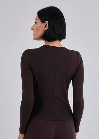 Women’s Long Sleeve Fitted Top Dark Cocoa