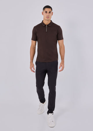 Men's Half-Zip Polo Coffee