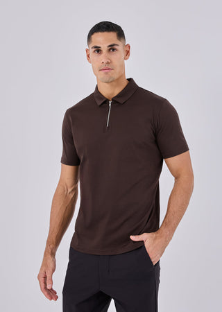 Men's Half-Zip Polo Coffee
