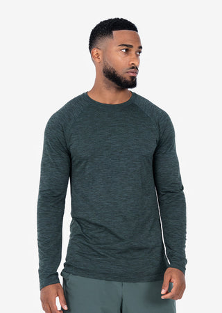 Men's Long-Sleeve Top Khaki Green Melange FINAL SALE