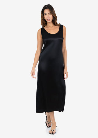 Women's Midi Dress Black Shiny FINAL SALE