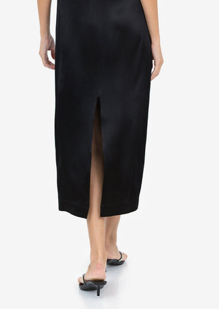 Women's Midi Dress Black Shiny FINAL SALE