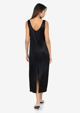 Women's Midi Dress Black Shiny FINAL SALE