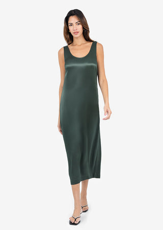 Women's Midi Dress Ivy Green Shiny FINAL SALE