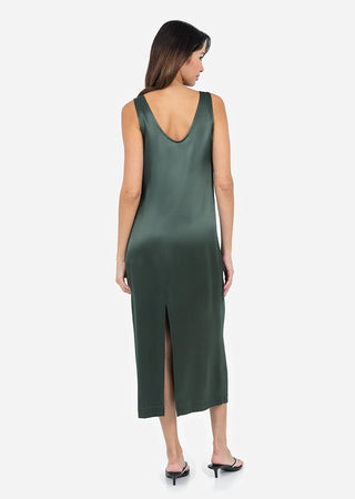 Women's Midi Dress Ivy Green Shiny FINAL SALE