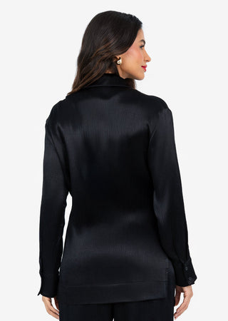 Women's Side Tie Jacket Black Shiny FINAL SALE
