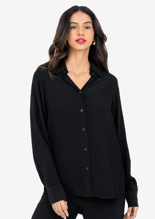 Women's Split Hem Shirt Black FINAL SALE