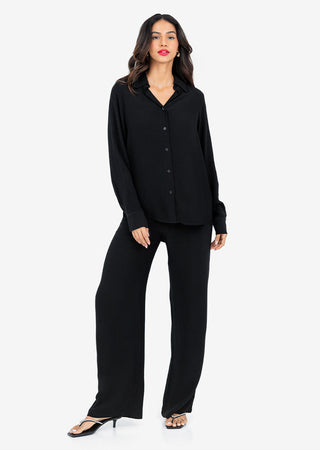 Women's Split Hem Shirt Black FINAL SALE