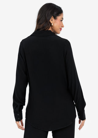 Women's Split Hem Shirt Black FINAL SALE