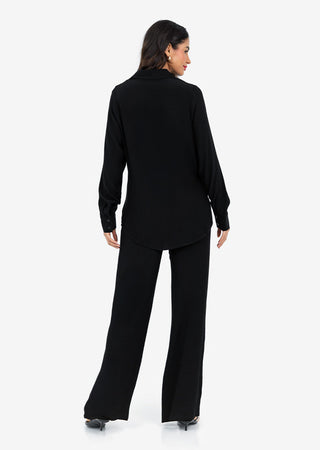 Women's Split Hem Shirt Black FINAL SALE